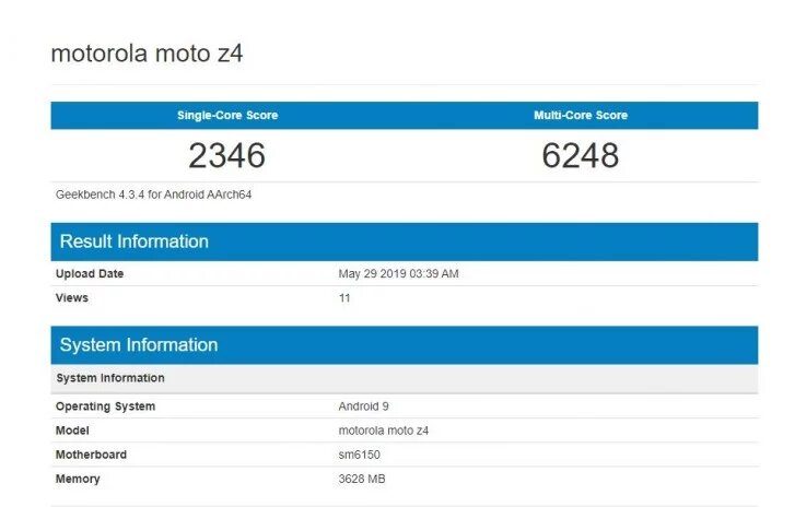 Moto Z4 в GeekBench
