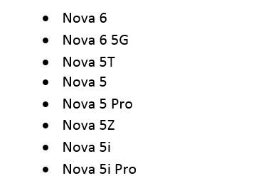 Список смартфонов серии Huawei Nova, которые обновятся до Android 11 и EMUI 11
