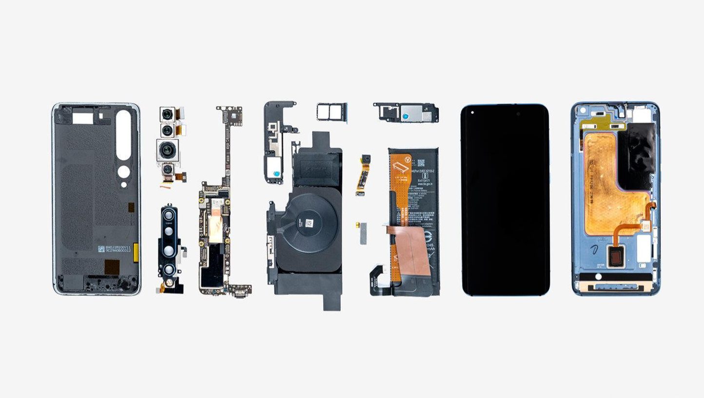 Xiaomi Mi 10 - компоненты внутреннего устройства смартфона