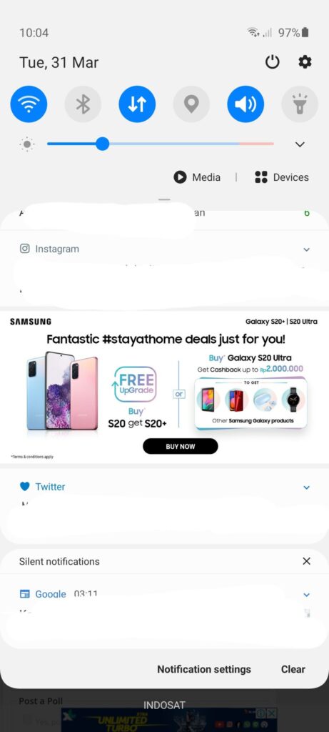 В гаджетах бренда Samsung стало значительно больше рекламы