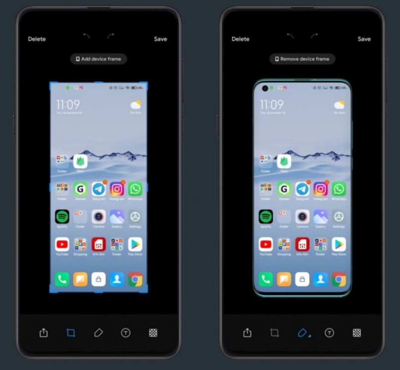 Добавить рамку смартфона к скриншоту вскоре можно будет прямо в MIUI 12