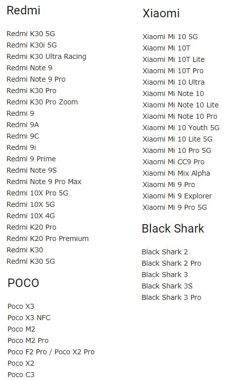 Перечень смартфонов, которым с большой долей вероятности прилетит MIUI 13