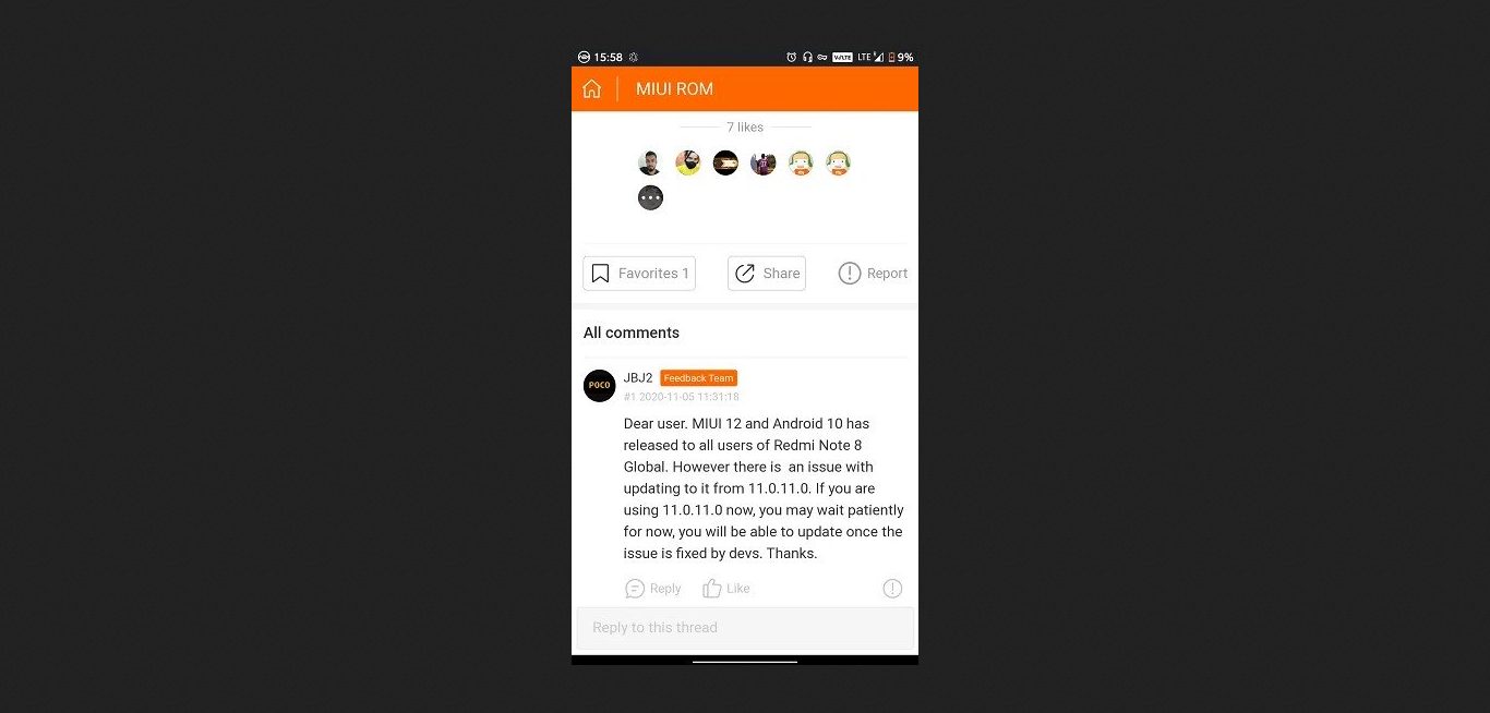 Xiaomi обещает устранить проблему с MIUI 12 для Redmi Note 8 