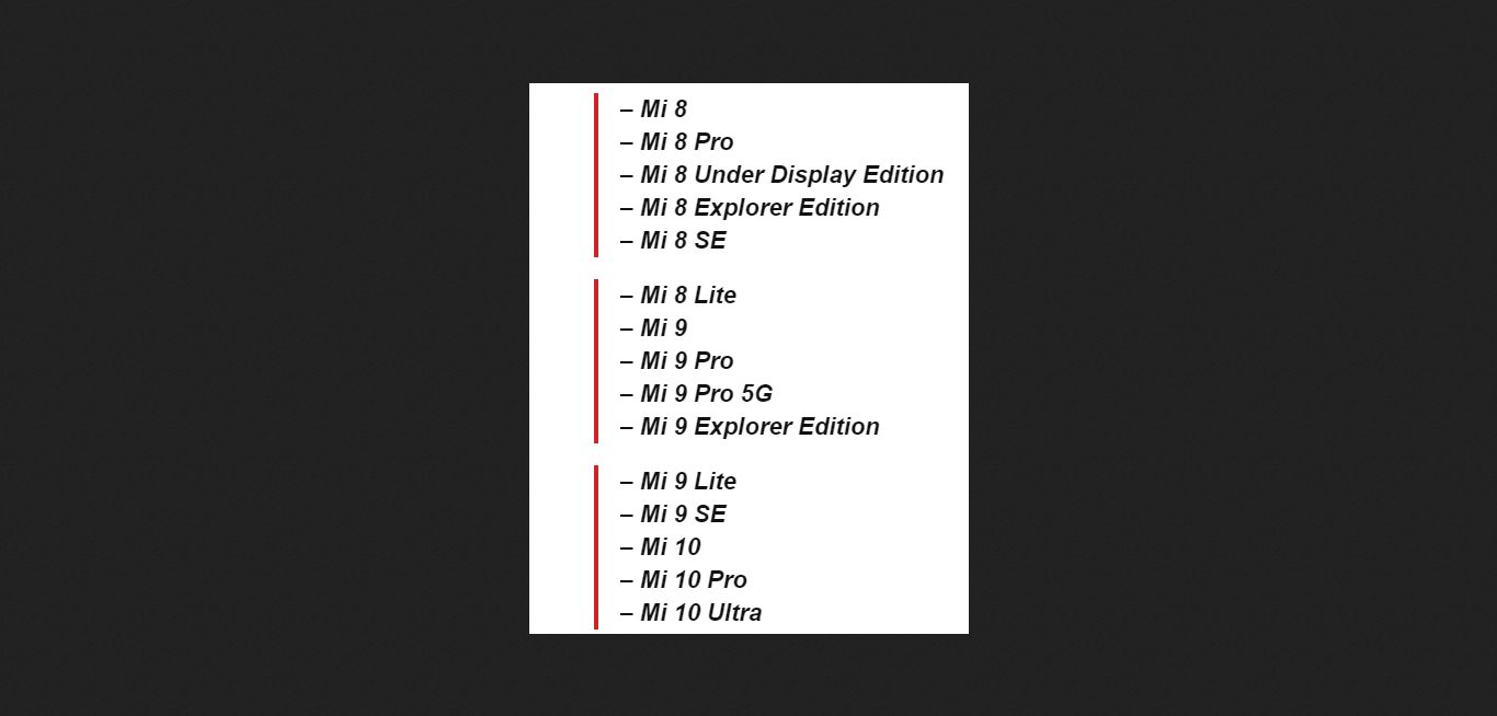 Xiaomi опубликовала список из 78-и смартфонов, которые первыми получат MIUI 12.5