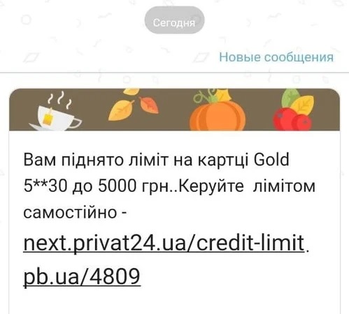 Увеличение кредитного лимита по карте ПриватБанка в одностороннем порядке