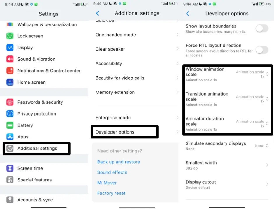 настройки MIUI