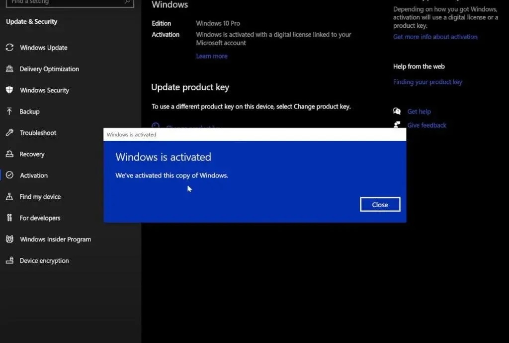 активация Windows с помощью OEM-кода