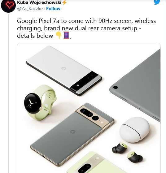 Утечка технических характеристик Pixel 7A в преддверии официальной презентации; подтвержден экран с частотой 90 Гц