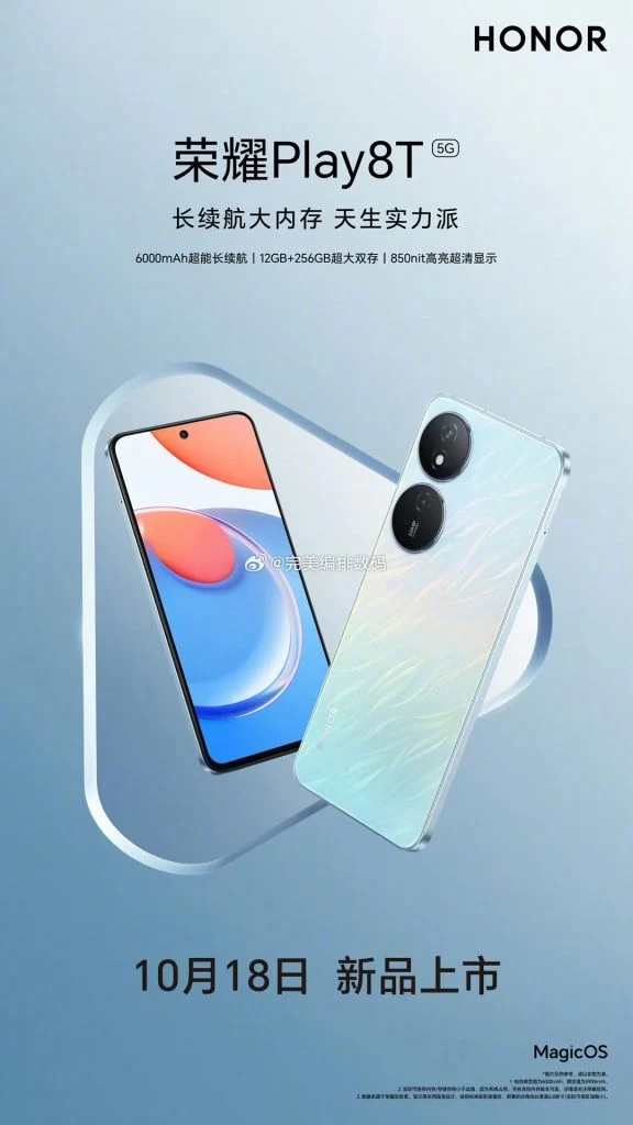 Honor показал постер с новым бюджетником Play 8T за день до премьеры