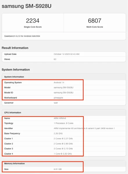 Samsung Galaxy S24 Ultra замечен на Geekbench со Snapdragon 8 Gen 3