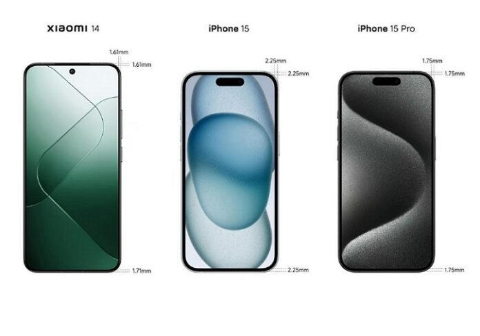 Экранная рамка Xiaomi 14 оказалась тоньше, чем у iPhone 15 Pro