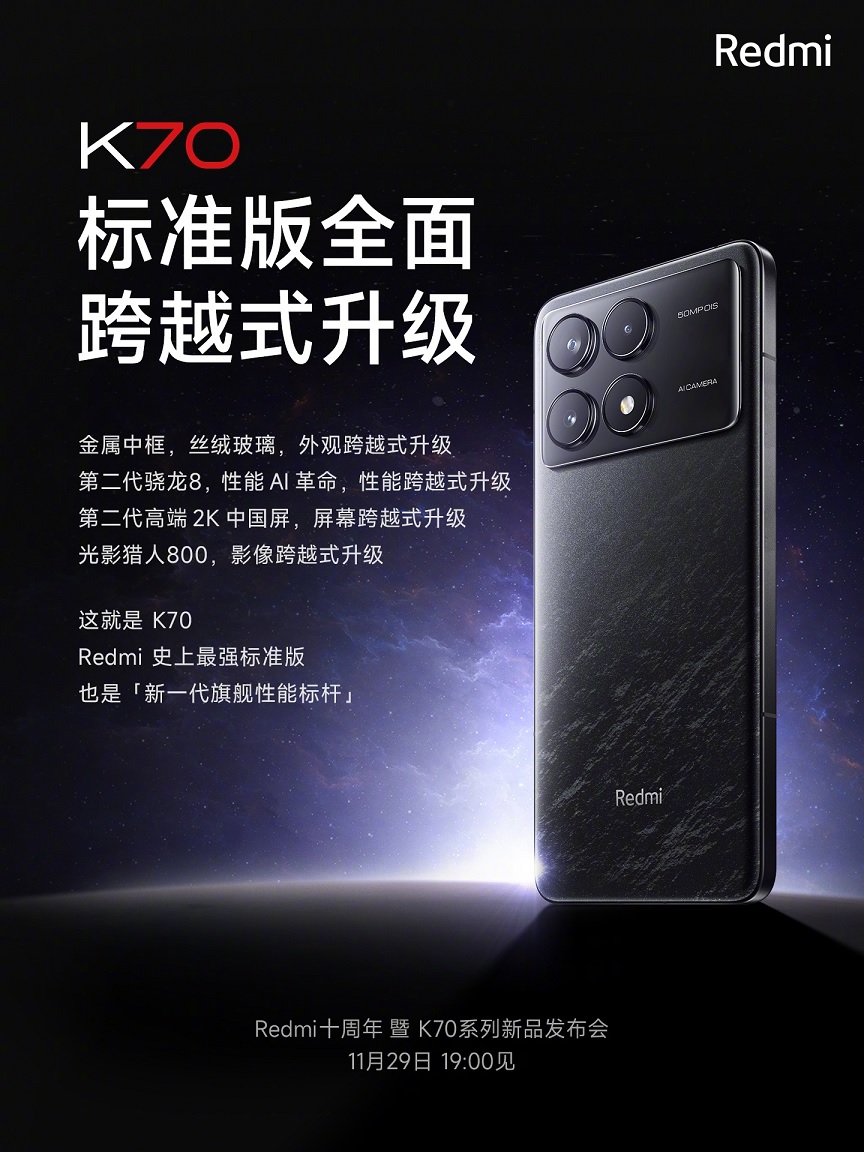 Redmi K70 стане найпотужнішою базовою версією смартфона в історії Redmi