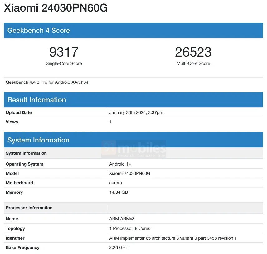 Xiaomi 14 Ultra з'явився в базі даних Geekbench