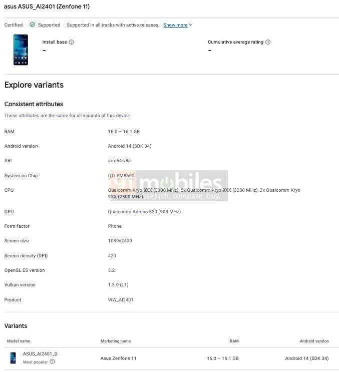 ASUS Zenfone 11 з'явився на Google Play Console з несподіваними характеристиками процесора