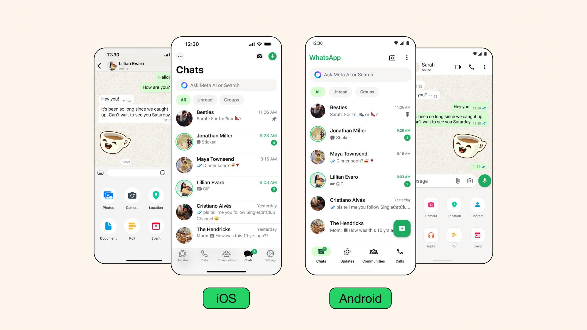 Команда WhatsApp показала обновленный дизайн мессенджера для Android и iOS